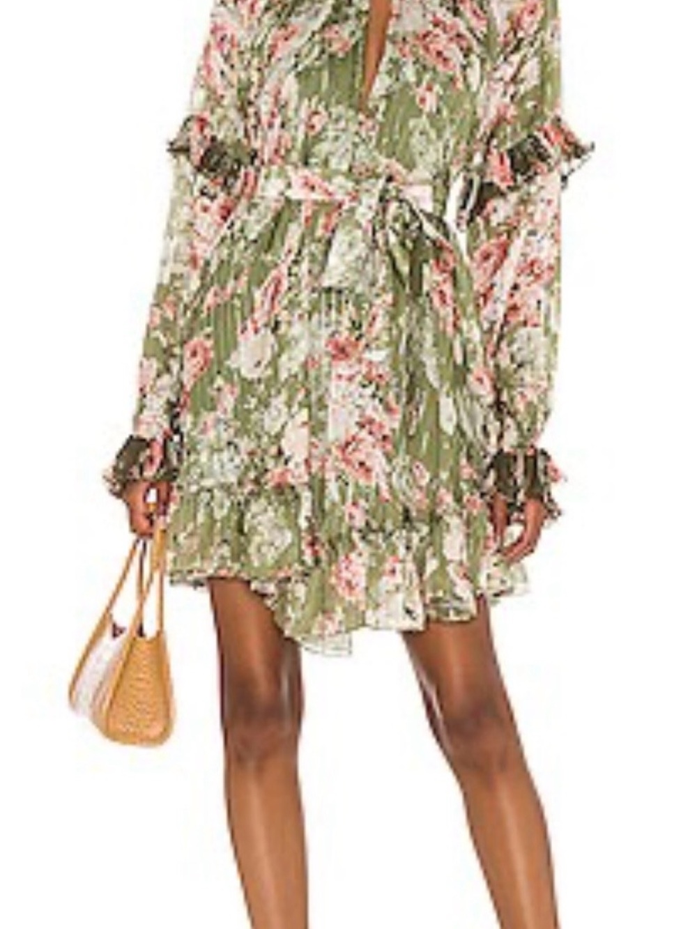Hemant & Nandita Floral Tie-Waist Ruffle Mini Dress